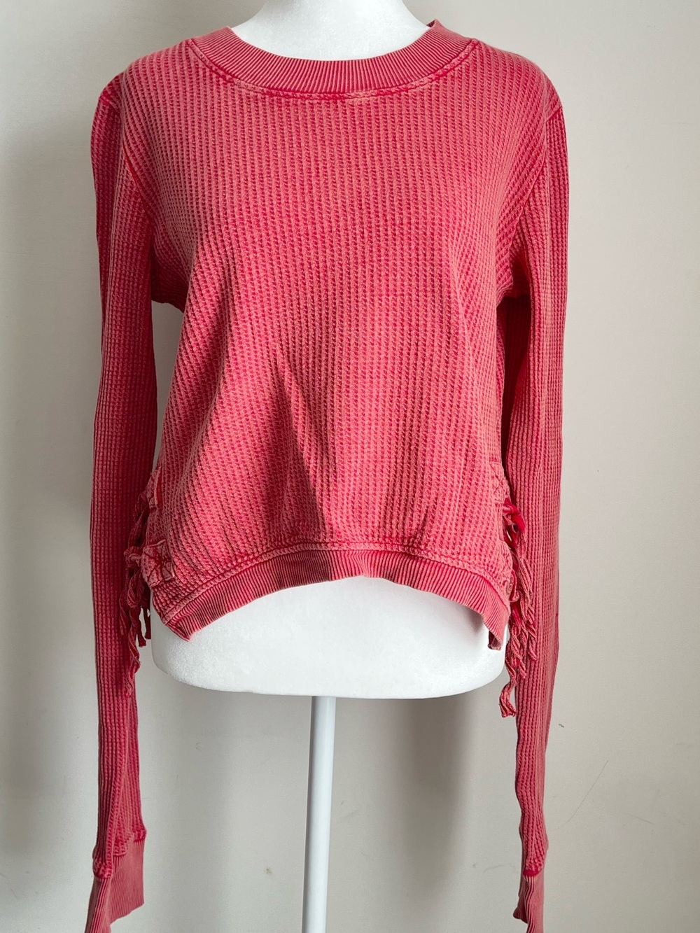 Free People FP One Interlaken Thermal Cotton Waffle Knit Long Sleeve Top Sz M